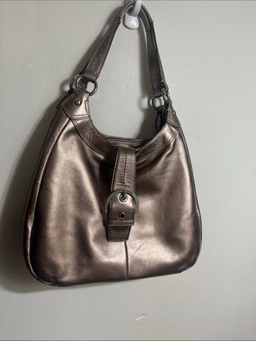 Coach Soho Leather Metallic Bronze Hobo Buckle Shoulder Bag